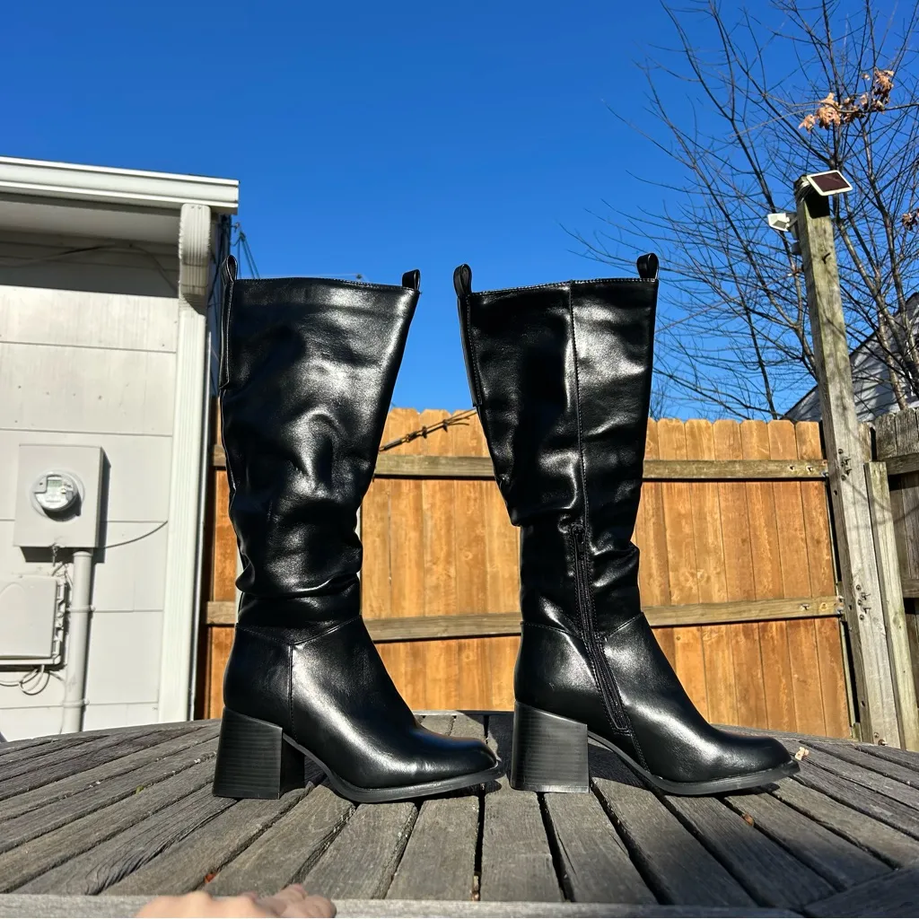 Olivia Miller black Sky Women's Tall Boots size 7.5 heeled knee high spring fall - Image 5