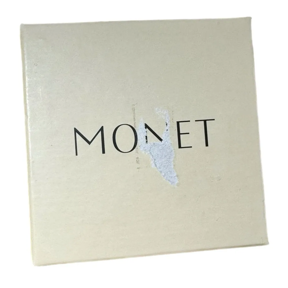 Vintage MONET Signed Pink Rhinestone Gold Plated Hat Brooch Pin New In Box - Image 3