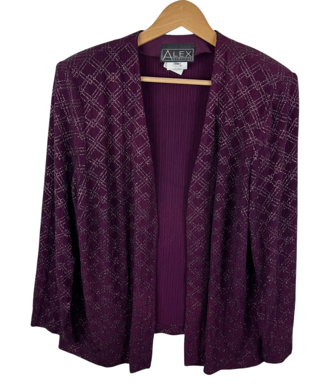 Alex Evenings Open Front Glitter Jacket Blazer Size 18W Metallic Sparkle Formal - Image 1