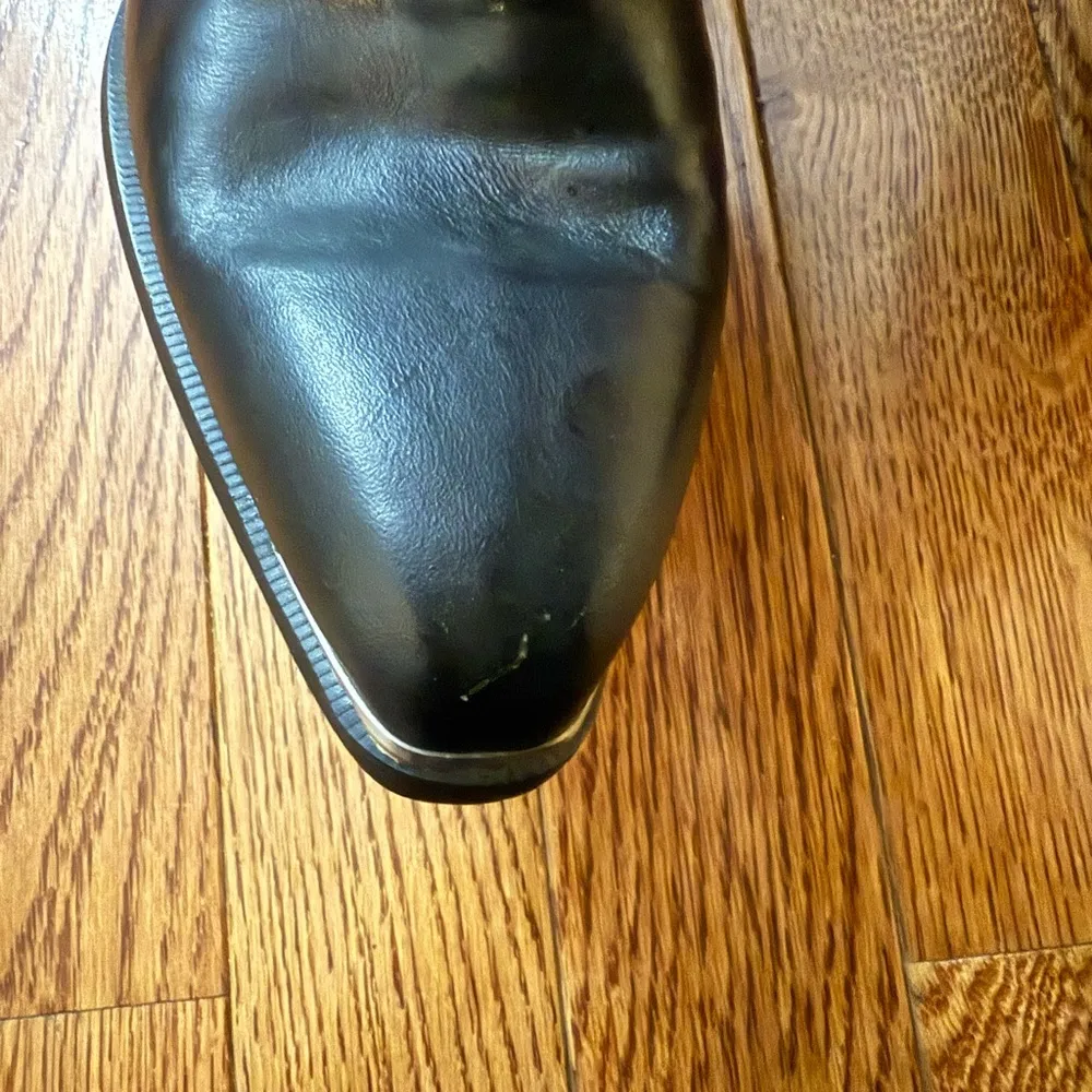 Durango Black Leather Slouch Boots Womens 6.5 M Western Wear Silver Tips buckle - Image 6