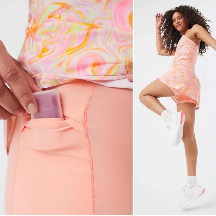 Outdoor Voices Exercise Mini Dress in Pink Marble - Image 17