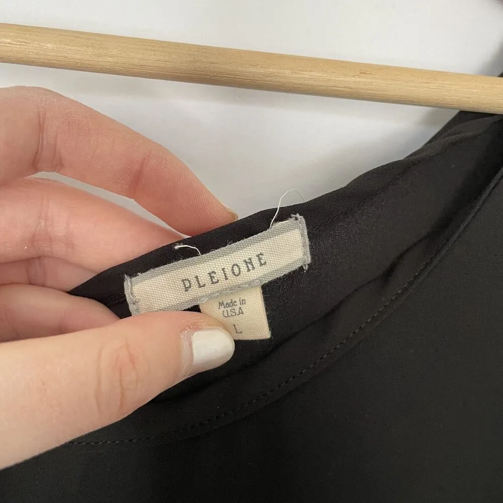 Anthropologie Pleione Black Sleeveless High-Low Hem Blouse L lightweight top - Image 3