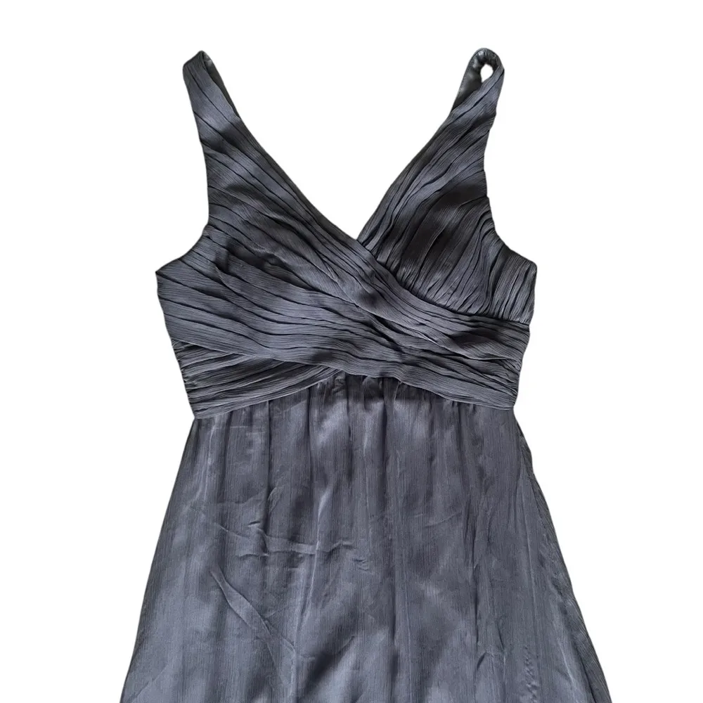 BHLDN Anthropologie Women’s Kia Crepe Sleeveless Hydrangea Blue Gray Maxi Dress - Image 3
