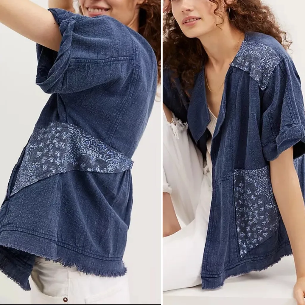 Anthropologie  Pilcro Patchwork Denim Kimono Jacket – Size M - Image 2