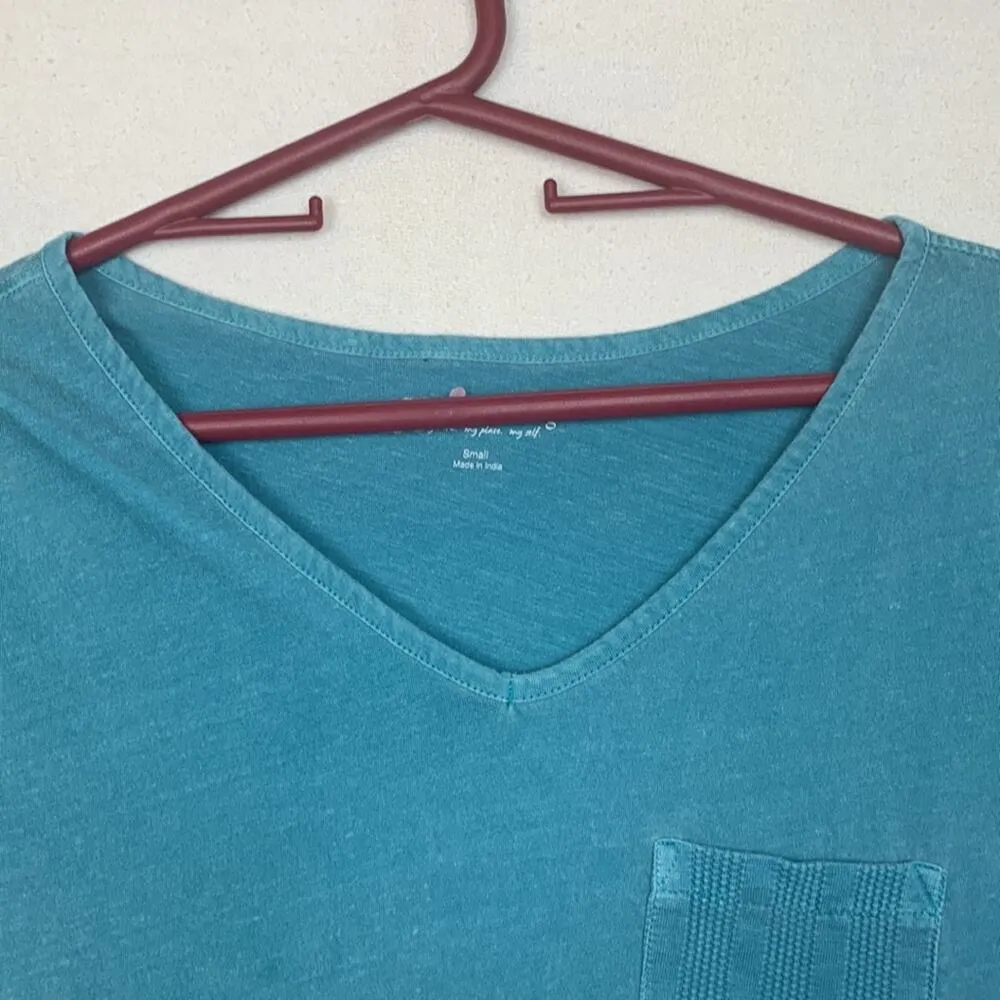 Soft Surroundings womens small blue casual texture short sleeve shirt basic - Image 8