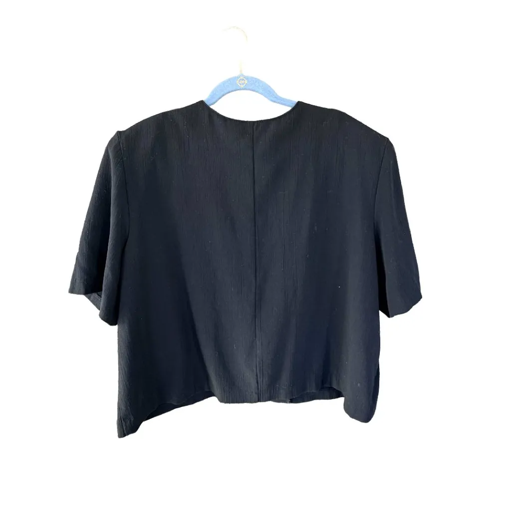 Briggs New York Vintage Black Cropped Blazer Plus Size 22 Short Sleeve 90s - Image 7