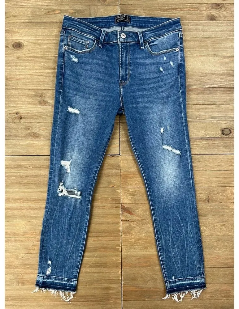 A&F Harper Low Rise Ankle Distressed Jeans - Image 1