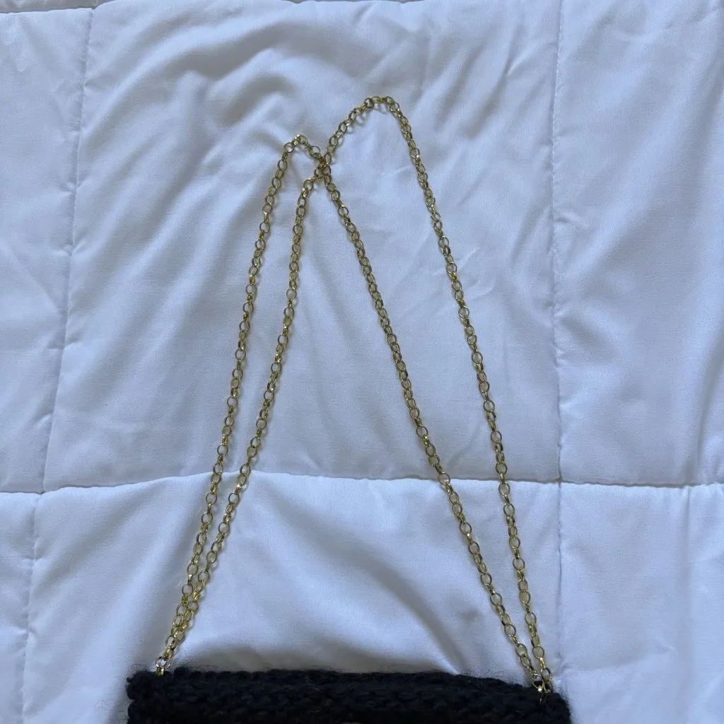 Vintage 90s Y2k Boho Bag Shoulder Fringe Hippie Gold Accents Black Green - Image 2