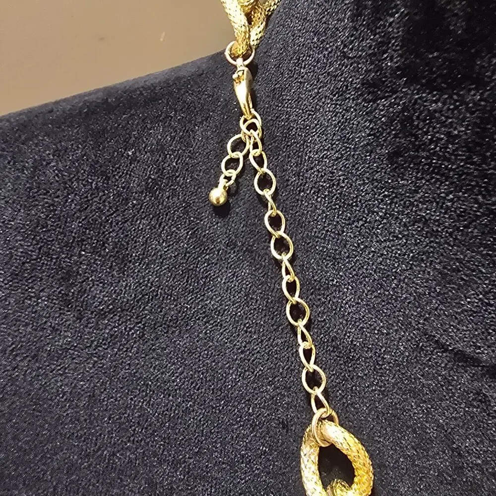 Square Crystal Statement Jeweled Necklace Gold Chunky Link Carat Tone Chain - Image 6