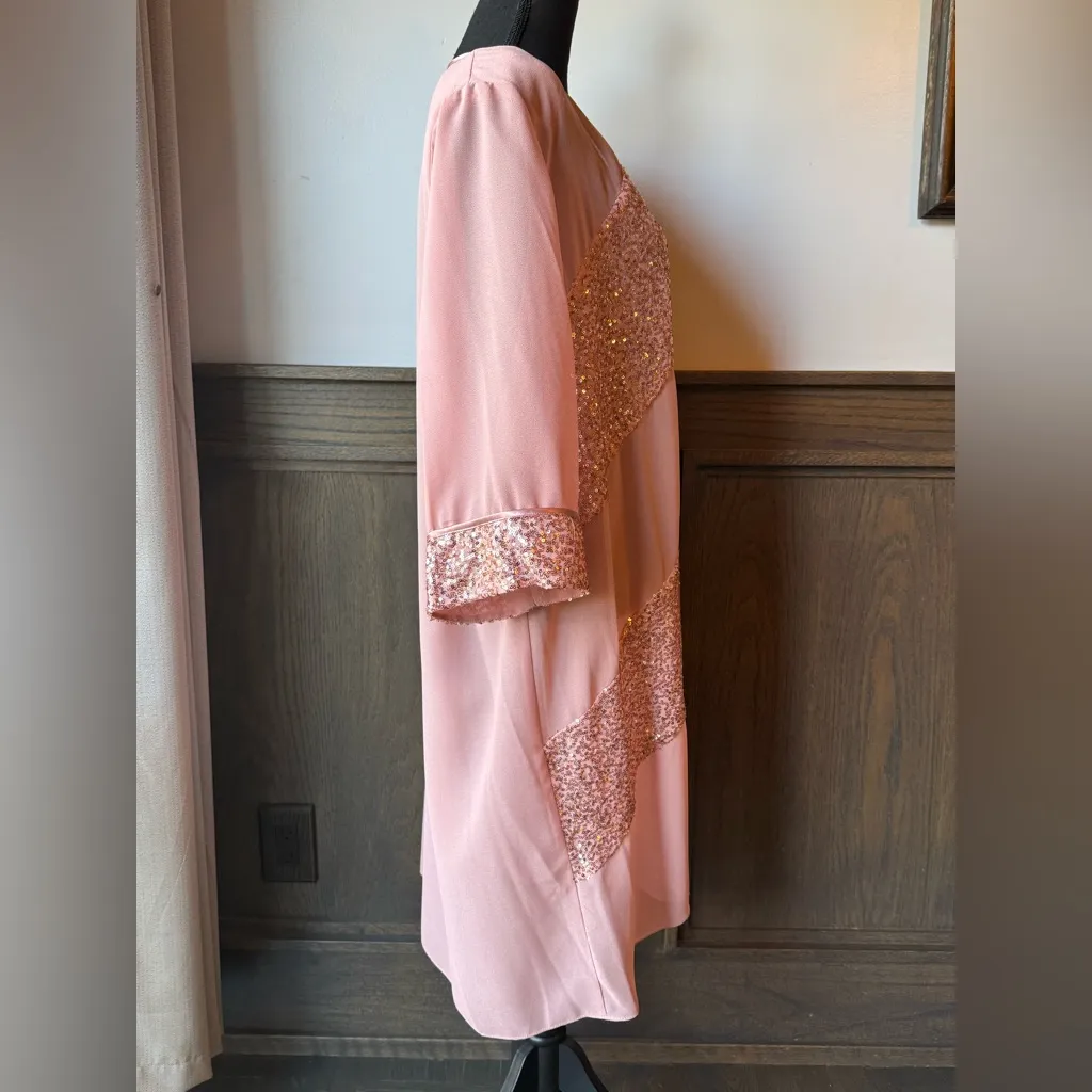 Le Bos Pink Sequin Kimono Size 24W - Image 4