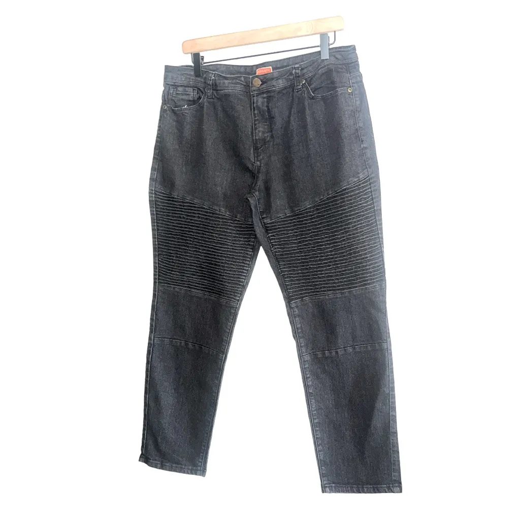 ModCloth Moto Style‎ Jean Black Wash Ribbed Knee XL - Image 2