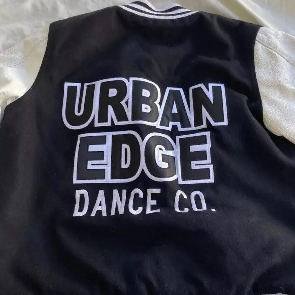 Holloway Varsity Jacket Letterman Urban Black White Wool/Leather Women’s Sz L - Image 11