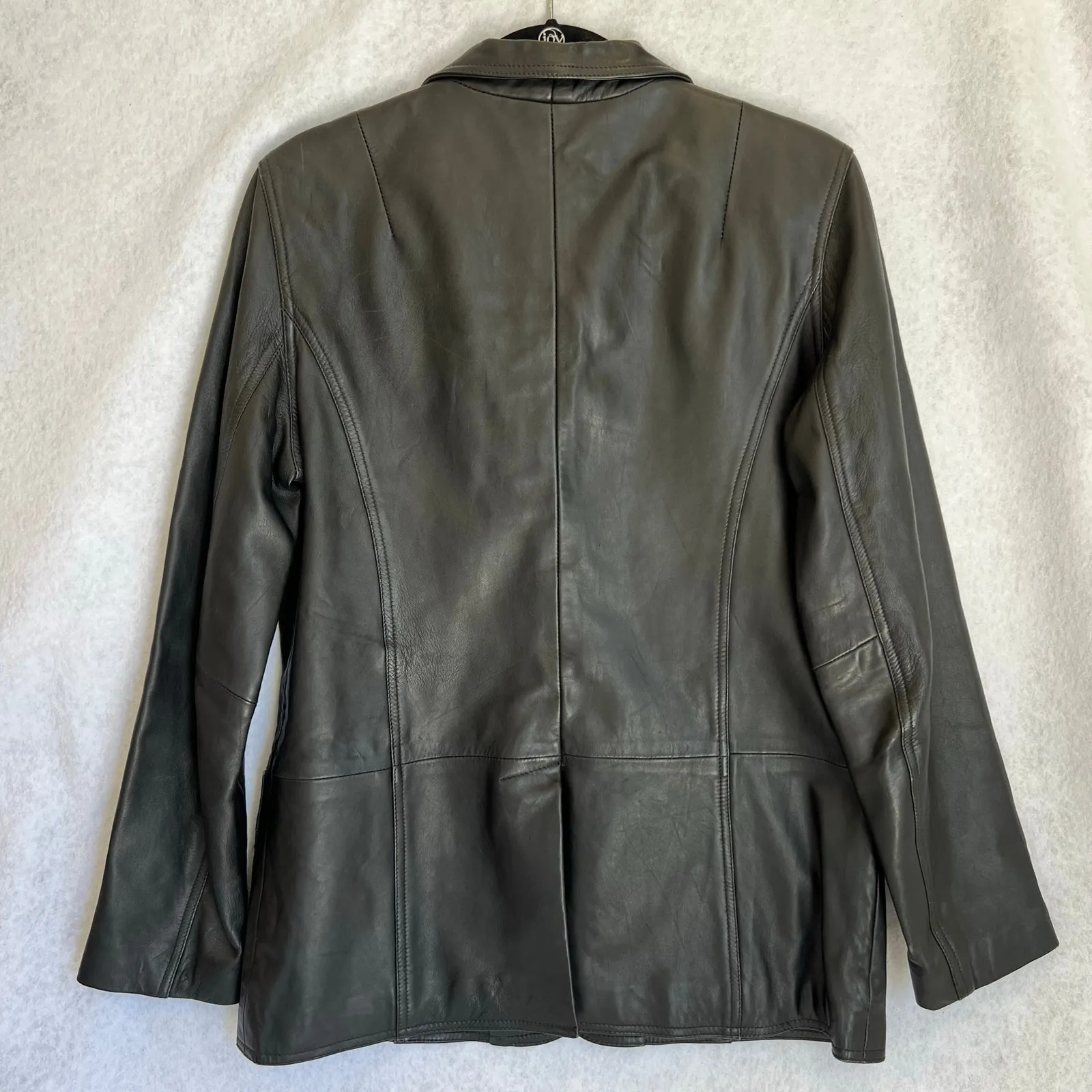 Vintage GAP Button Up Black Leather Jacket Women’s Size Medium Y2K - Image 5