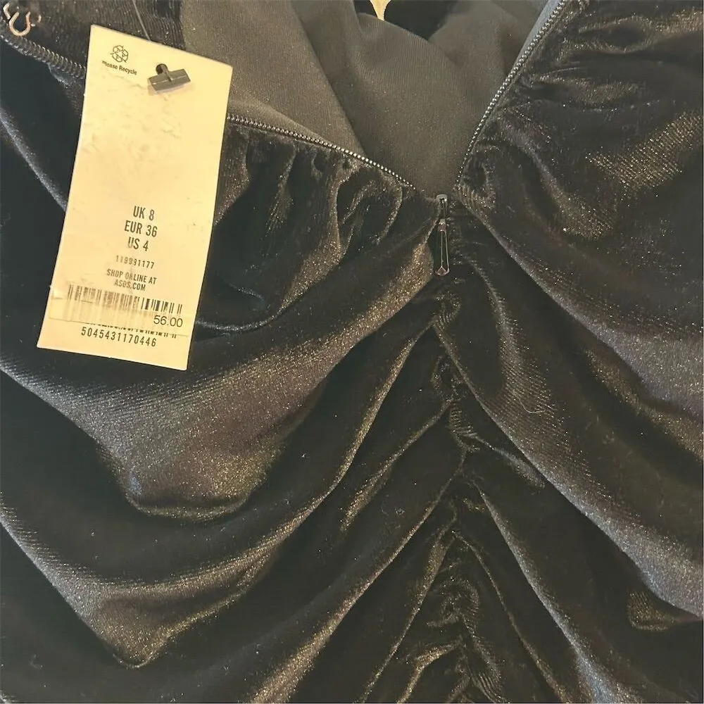 Topshop Women Black Velvet Ruched Skirt Size 4 Casual - Image 8