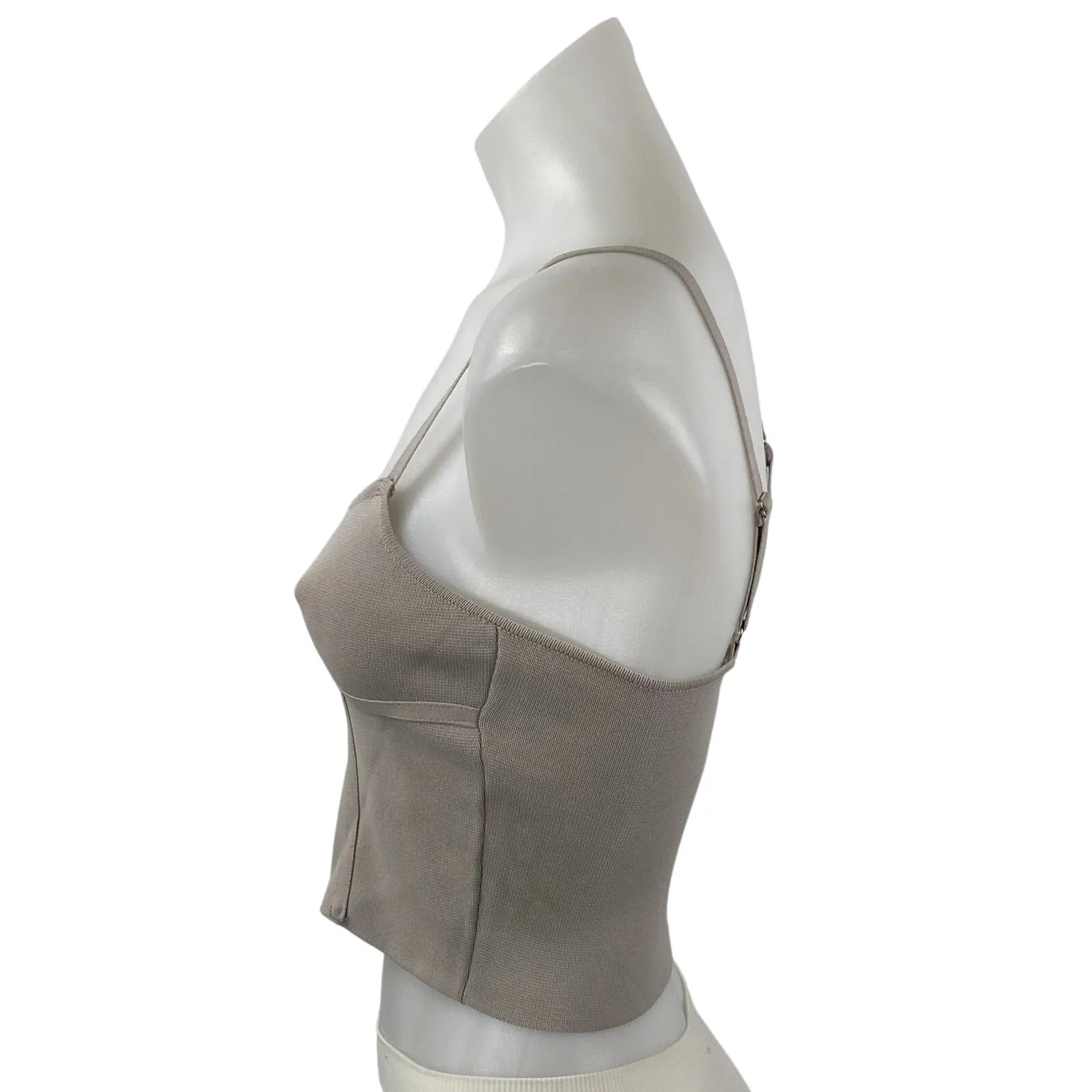 Zara Women's Gray Sleeveless Corset Bustier Knit Cami Tank Camisole Crop Top S - Image 3
