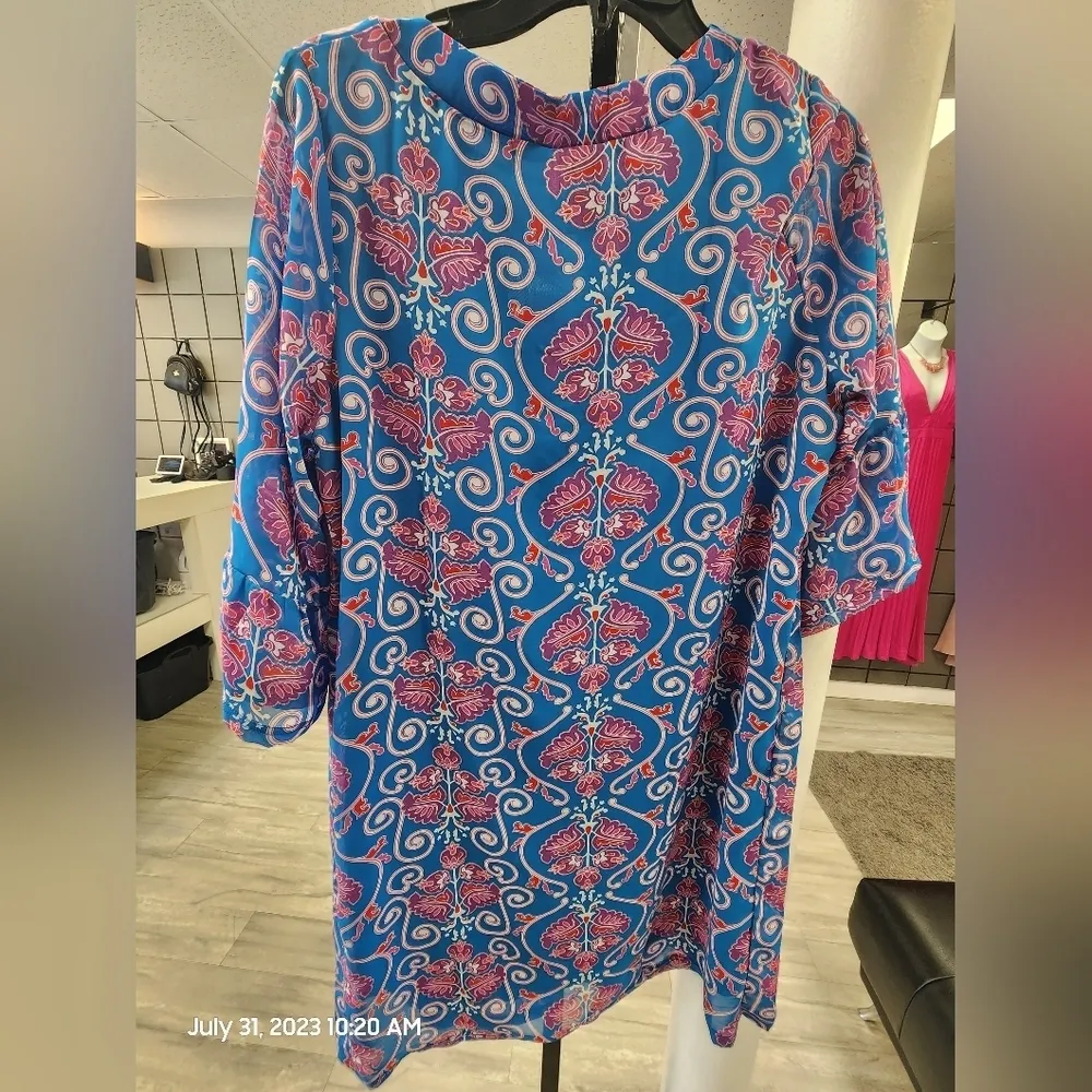 Tracy Negoshian | Blue Floral Emily Shift Dress BRAND NEW W/Tags sz - Image 4