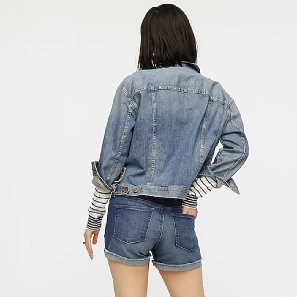 J. Crew Medium Blue Denim Wash Cuffed Jean Shorts - Image 3