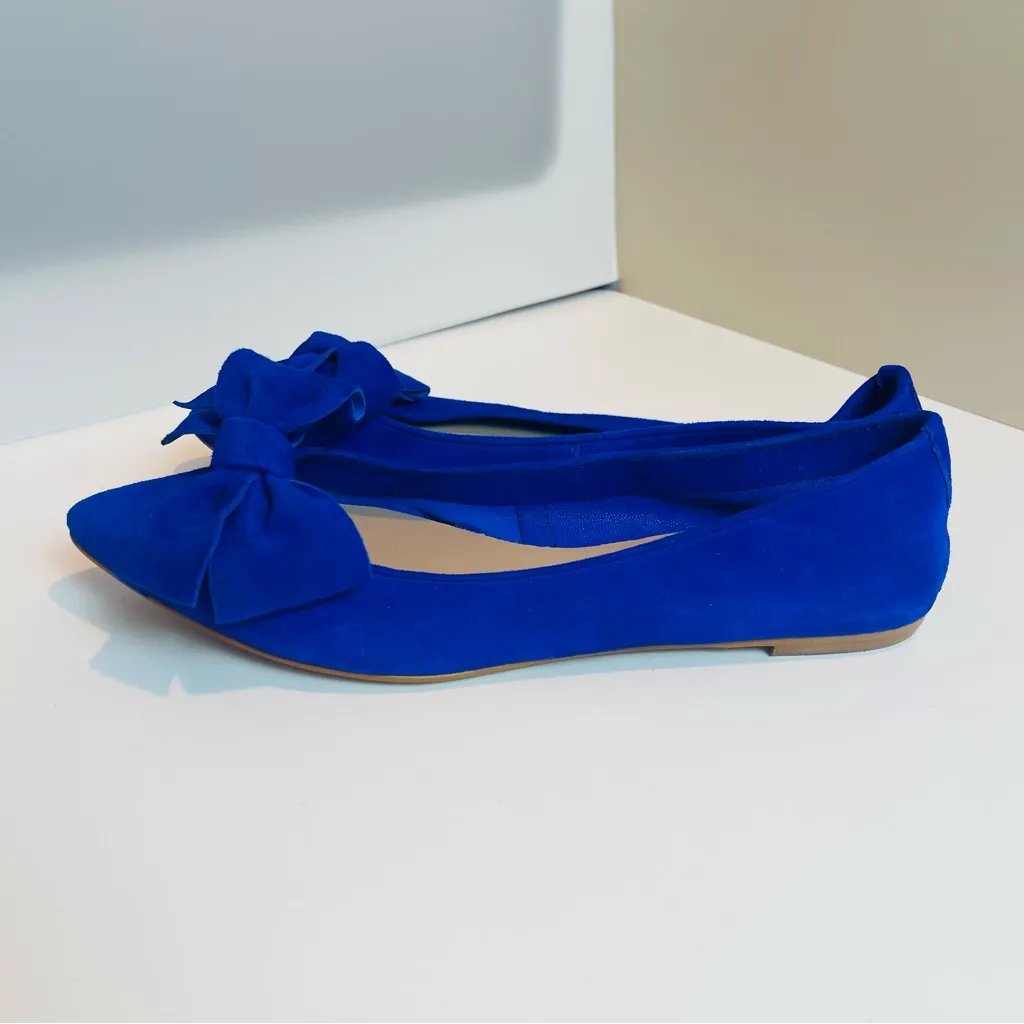Mercanti Fiorentini Royal Blue Suede Leather Bow Flats 7.5 Italy Ballet Shoes - Image 7