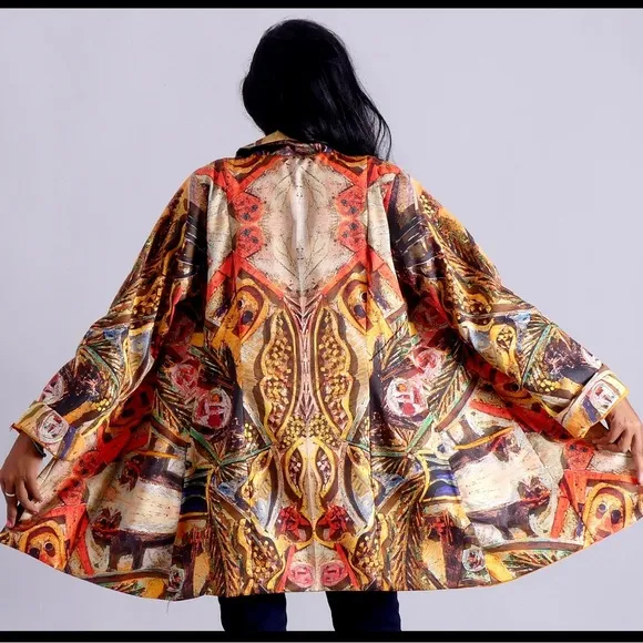 By Akka Creation Trench iacket Women's 3/quarter Unique size 40” M/L Orange - Image 2