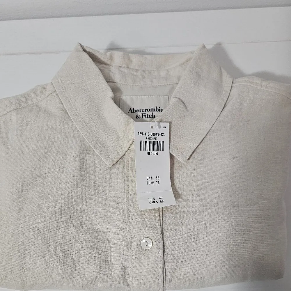 Abercrombie & Fitch Linen-Blend Utility Romper beige Size M - 159-313-00019-420 - Image 8