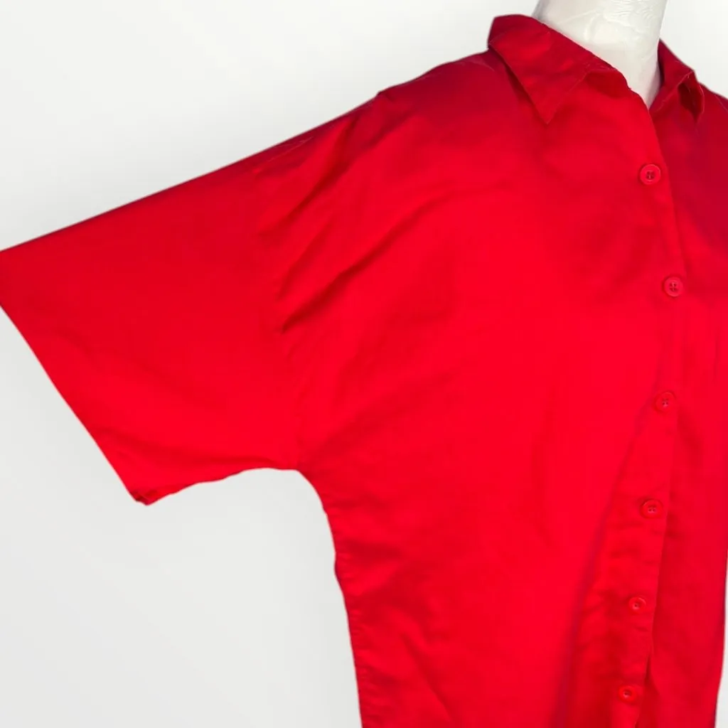 Vintage By Krash Oversized Button Up Shirt Rayon Size Large Red - Image 7