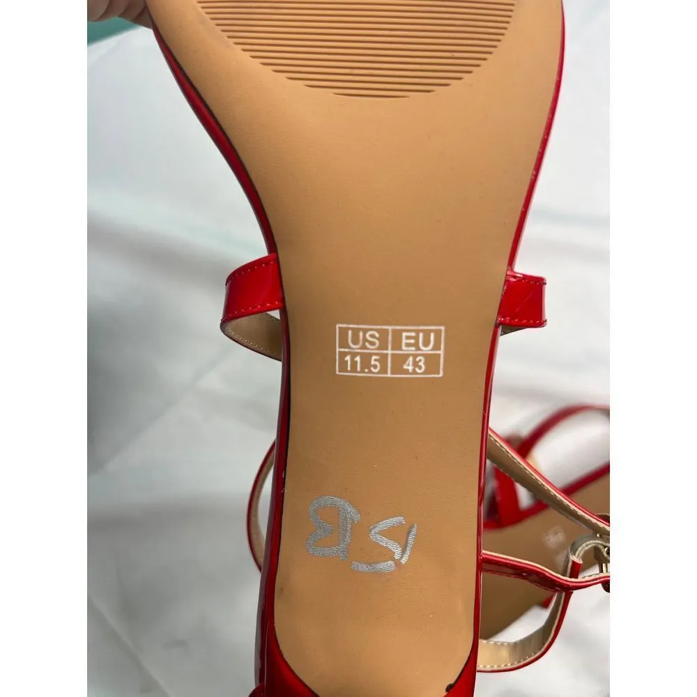 Showforest Red Patent Leather‎ Strappy Heels size 11.5 S - Image 7