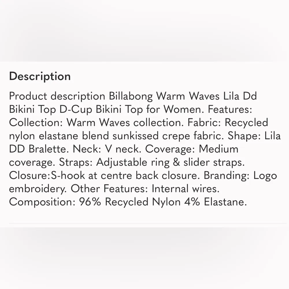 Billabong Warm Waves Lila DD Bikini Bralette Top - Image 4