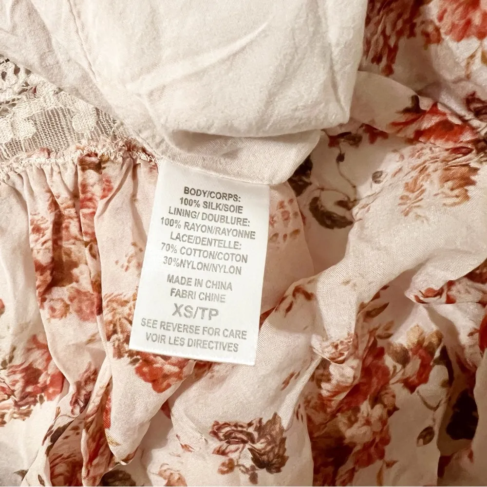 Cami NYC Francie Lace Trimmed Floral Boho 100% Silk Chiffon Maxi Dress Sz XS - Image 5