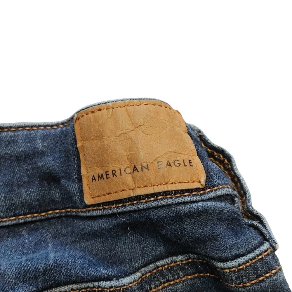 American Eagle AE Size 2 Jegging Jeans Distressed Hole Cotton Blue - Image 11