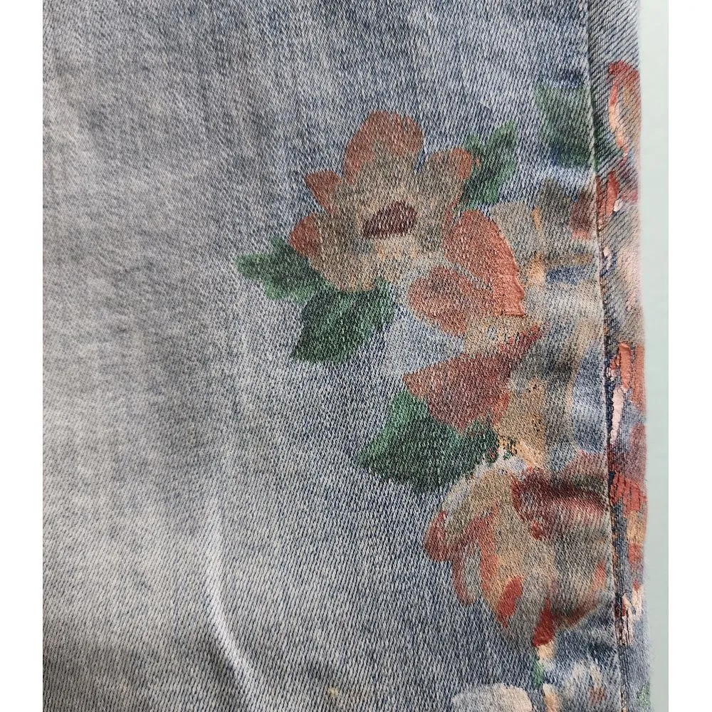 KAARI Blue Straight Crop Painted Light Wash Denim Jeans Size 10 - Image 6