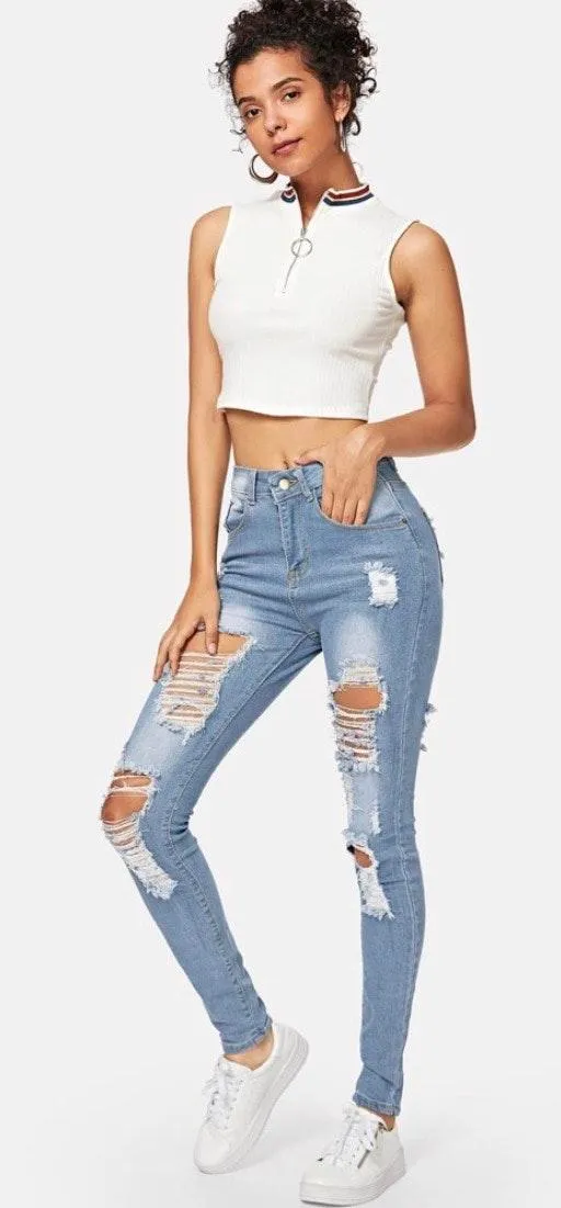 Distressed Super Skinny Jeans - Image 2