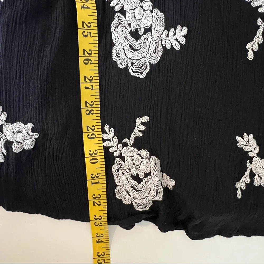 Free People Womens Austin Embroidered Boho Mini Dress Size XS Black Festival - Image 9