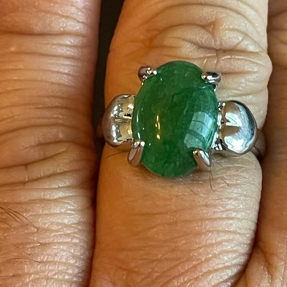 Green jade women heart ring size 8.75 - Image 9