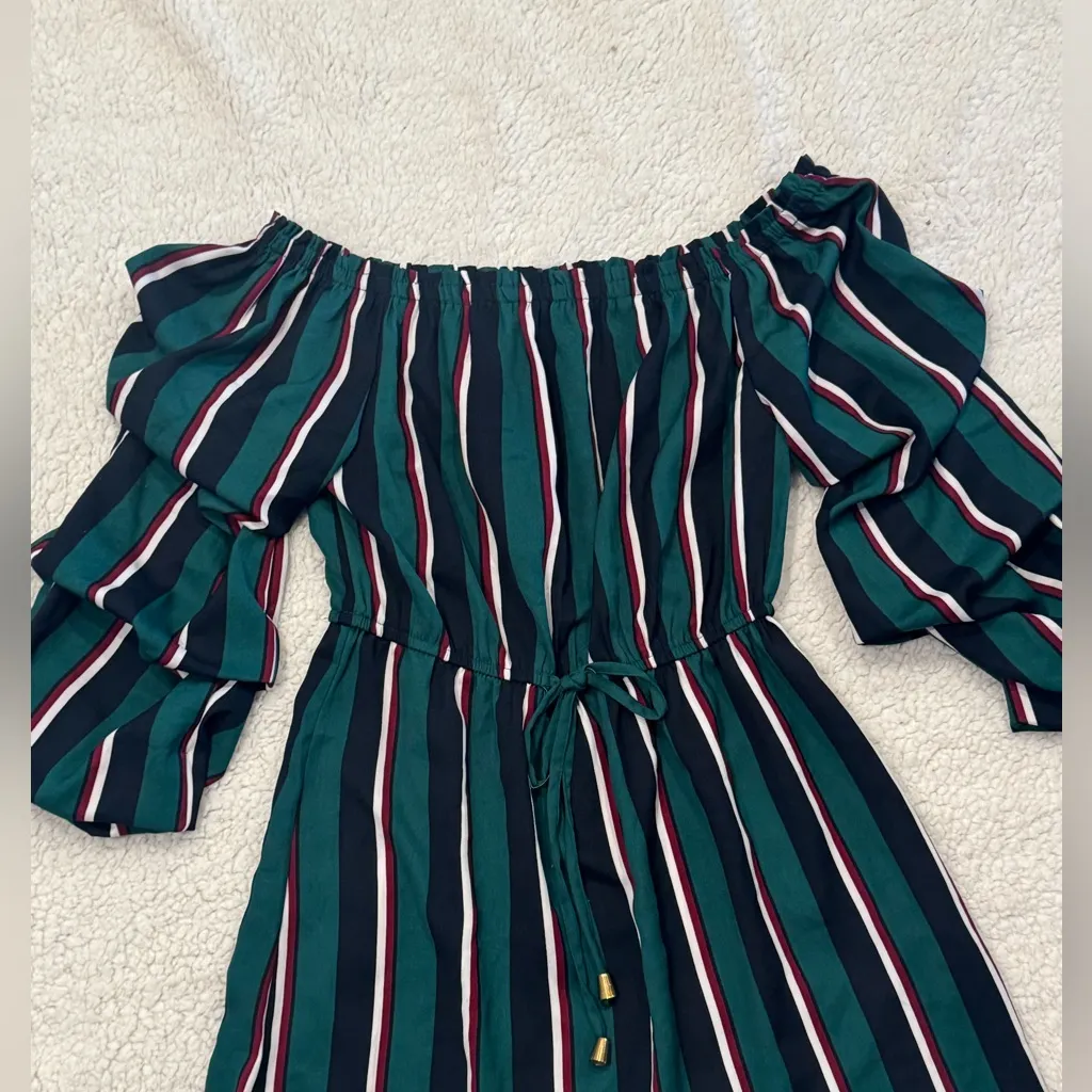 Mint Of Blush Size Small  Women’s Stripe Dress Green/Black - Image 2