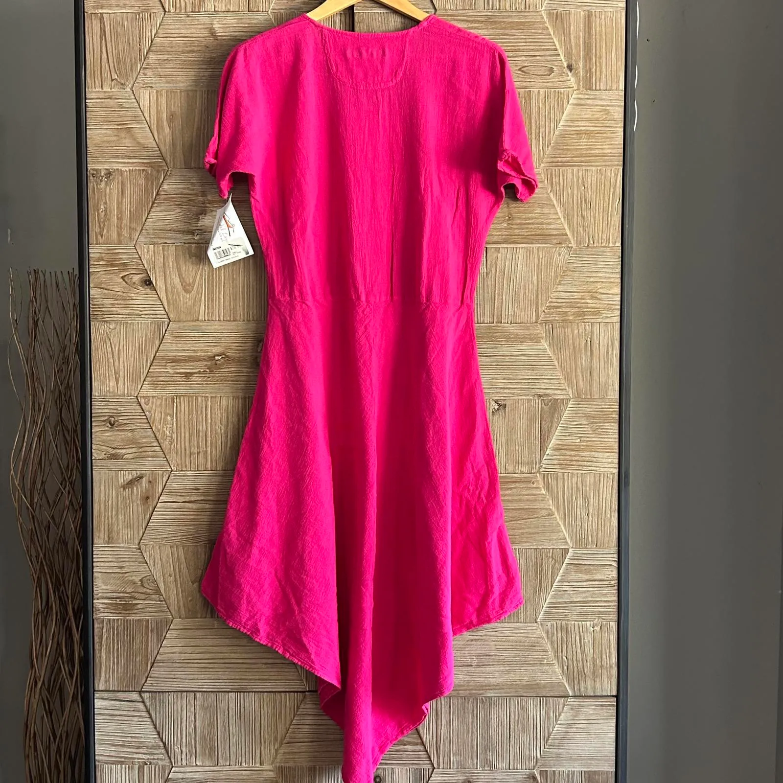 NWT Manta Del Lago Womens Midi Dress Hot Pink Sz Small Pointed Hem Cottagecore - Image 4