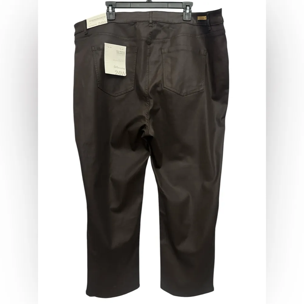 Soft Surroundings Ultimate Denim Coated Straight Leg Jeans Size 24W Dark Brown - Image 3