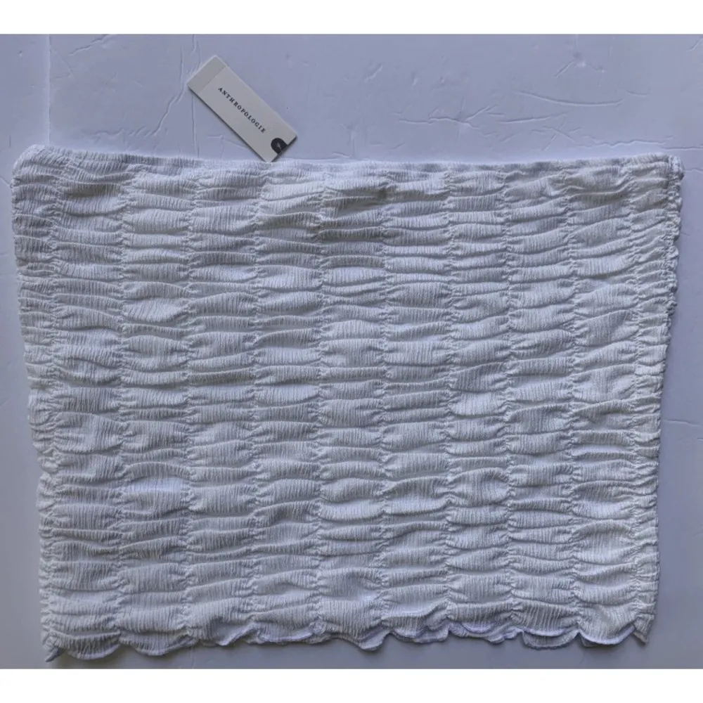 Anthropologie white extreme ruched tube top XL New NWT strapless shirt RARE HTF - Image 11
