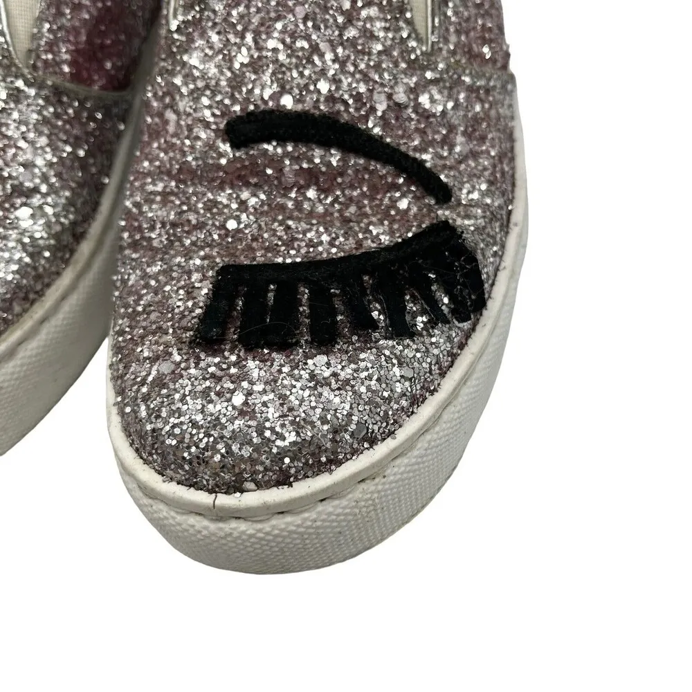 Chiara Ferragni Blink Eye Glitter Slip Ons Sneakers Sparkles Womens Sz EU36 US 6 Pink - Image 15