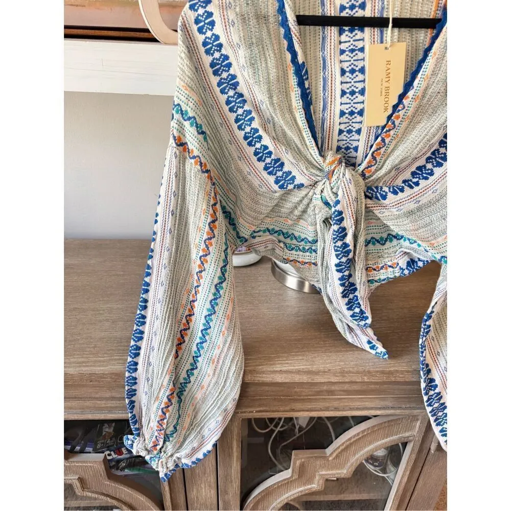 NWT Ramy Brook Aubrielle Tie Front Long Sleeve Top Size Medium - Image 3