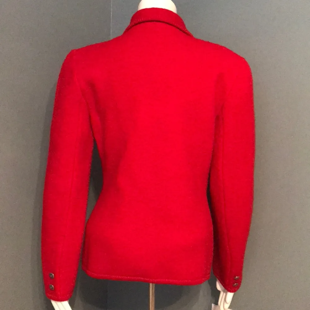 Allen Solly Scarlet Red Wool British Blazer Size 6 - Image 5