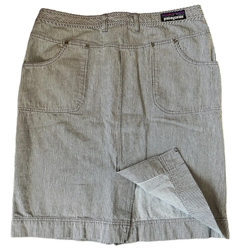 Patagonia  Denim Stripe Organic Cotton Button Front Skirt size 10 - Image 3