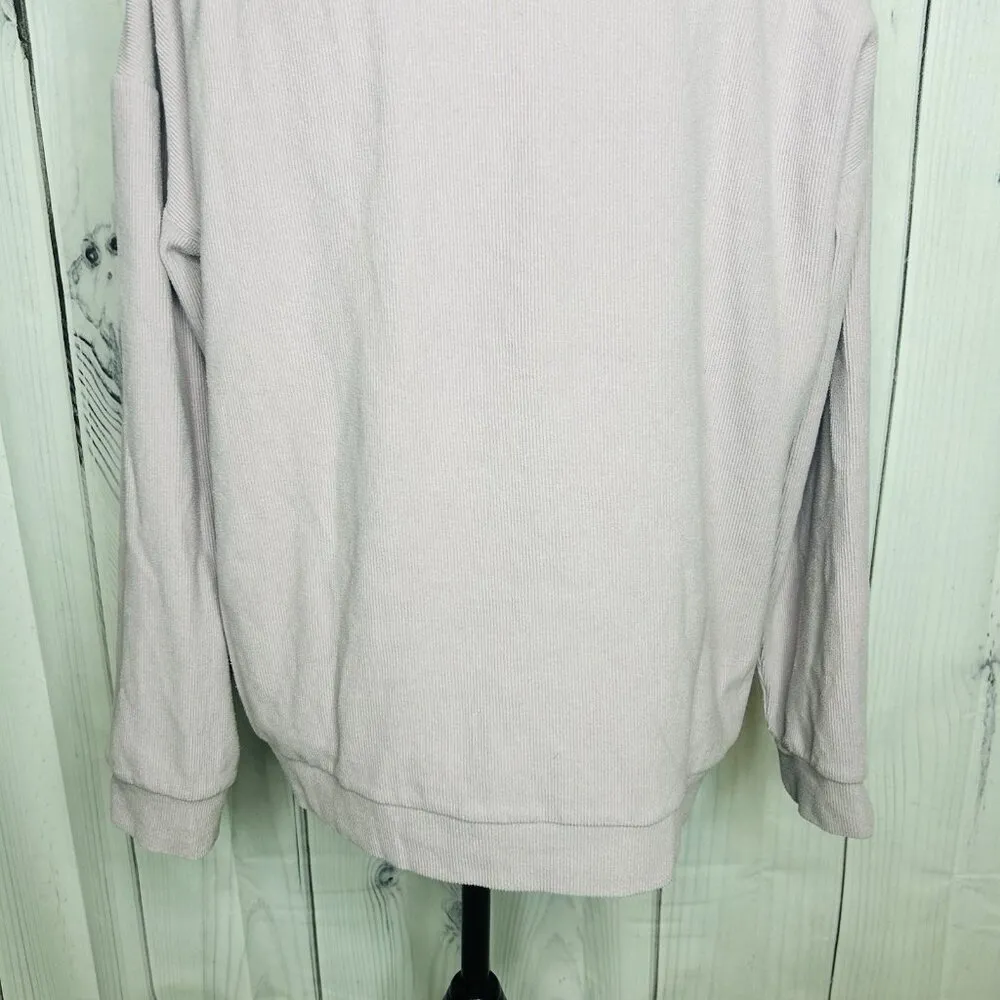 Marc New York Womens Ribbed Quarter Zip Pullover Sz L Pockets Pale Purple - Image 10