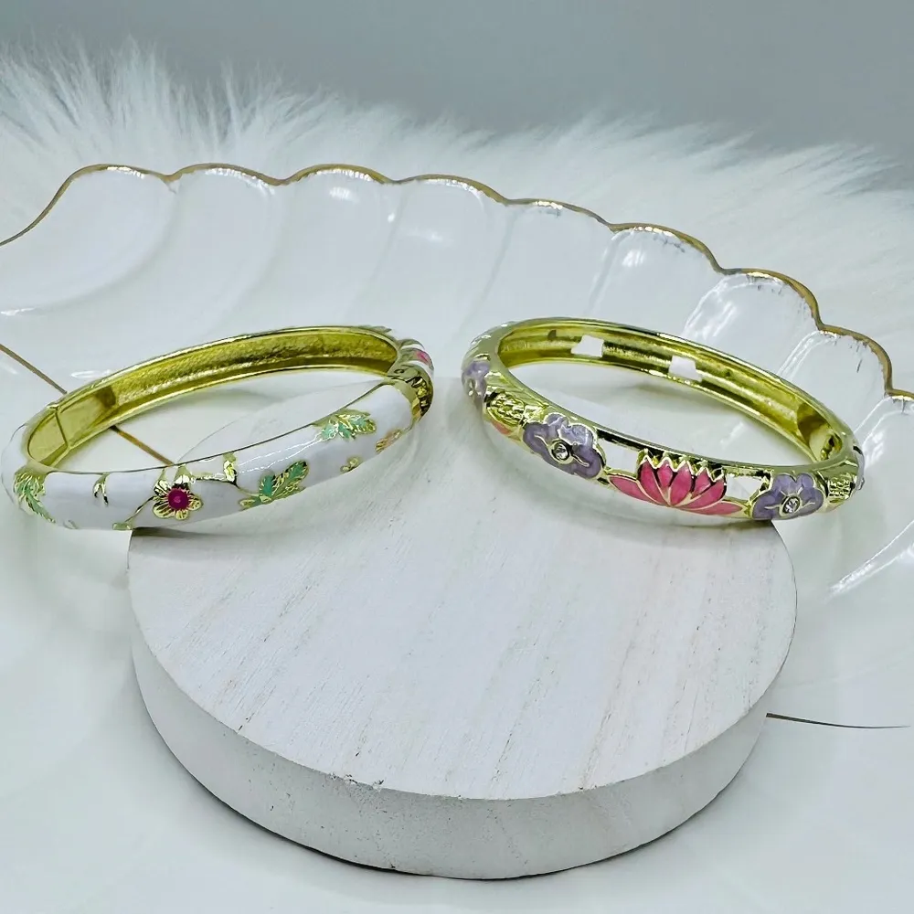 Flower Enamel Cloisonne Bracelet Bangle Bundle - Image 8