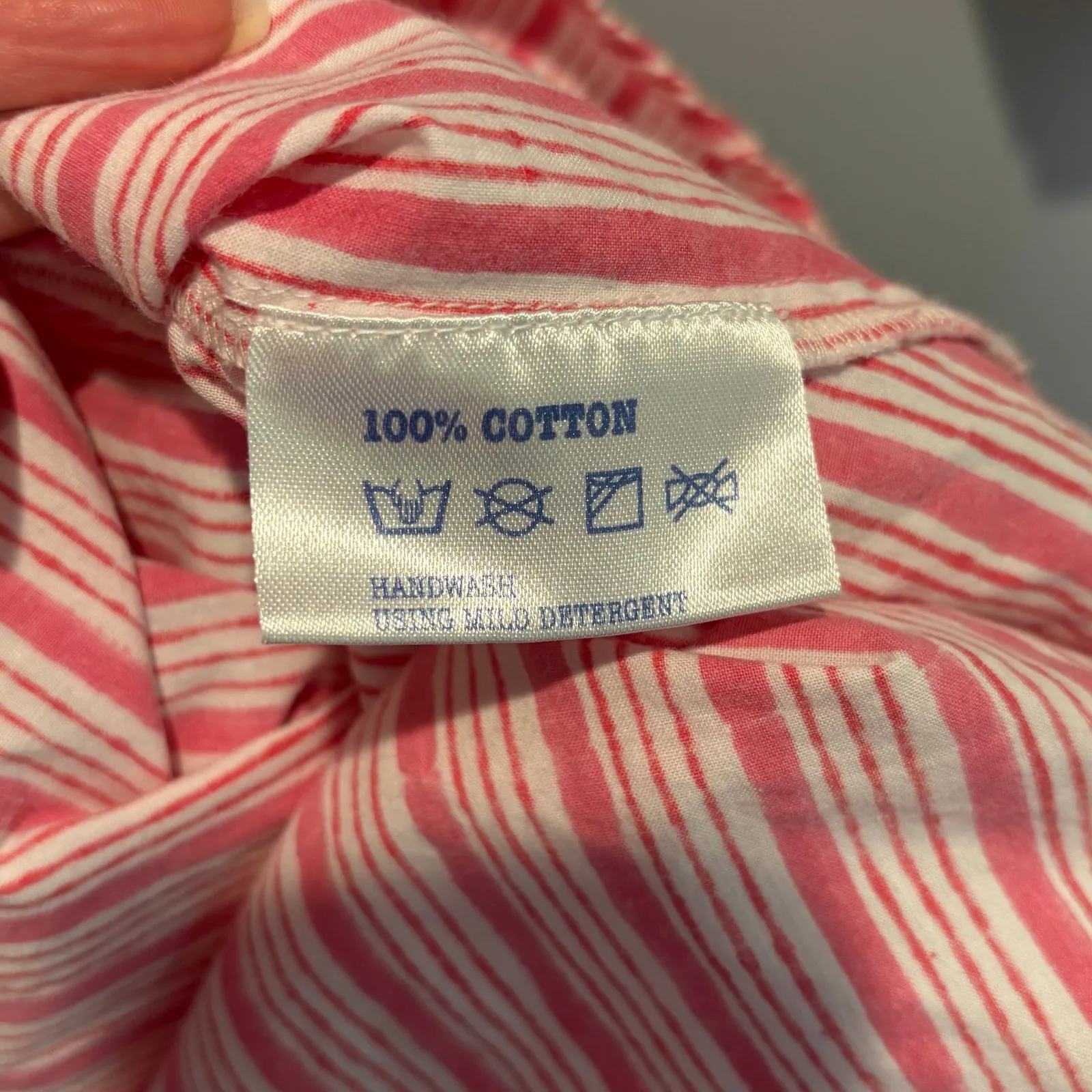 Tuckernuck Pink City Prints Pink & White Striped Cotton Shirt Dress - size M/L - Image 6