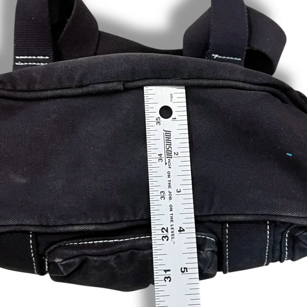 Vintage 90s Y2K Unbranded Medium Canvas Satchel Tote Bag Handbag Popstitch BLACK - Image 10