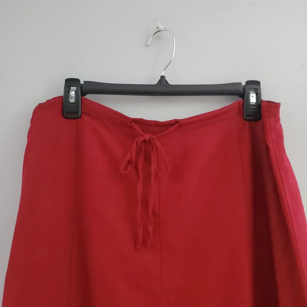 New York & Company Maroon Lightweight Long Linen Circle Skirt Size 14 Red - Image 3