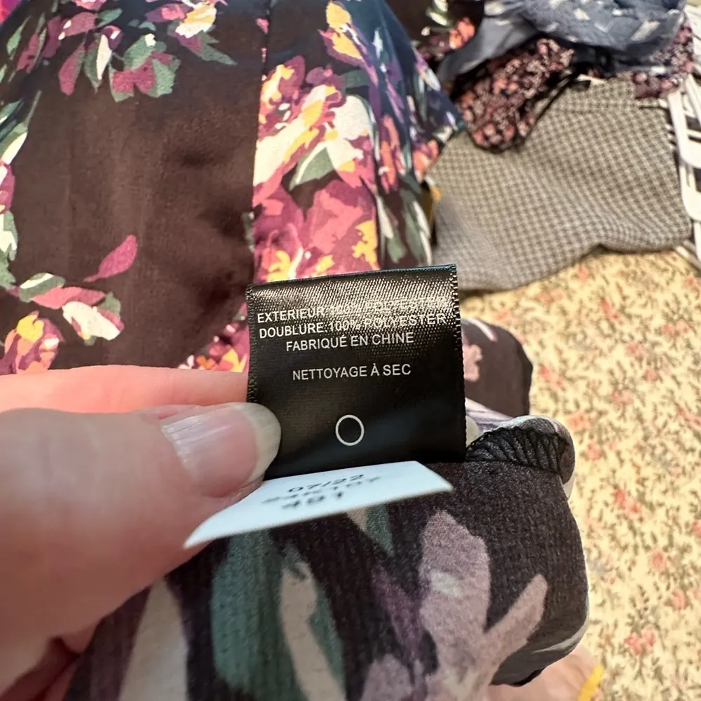 SAM Edelman Black V Neck Short Sleeve Floral High Split Dress Size 10 NWT - Image 12