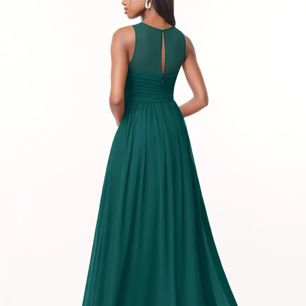 Elegant Green Sleeveless Maxi Dress color peacock - Image 2