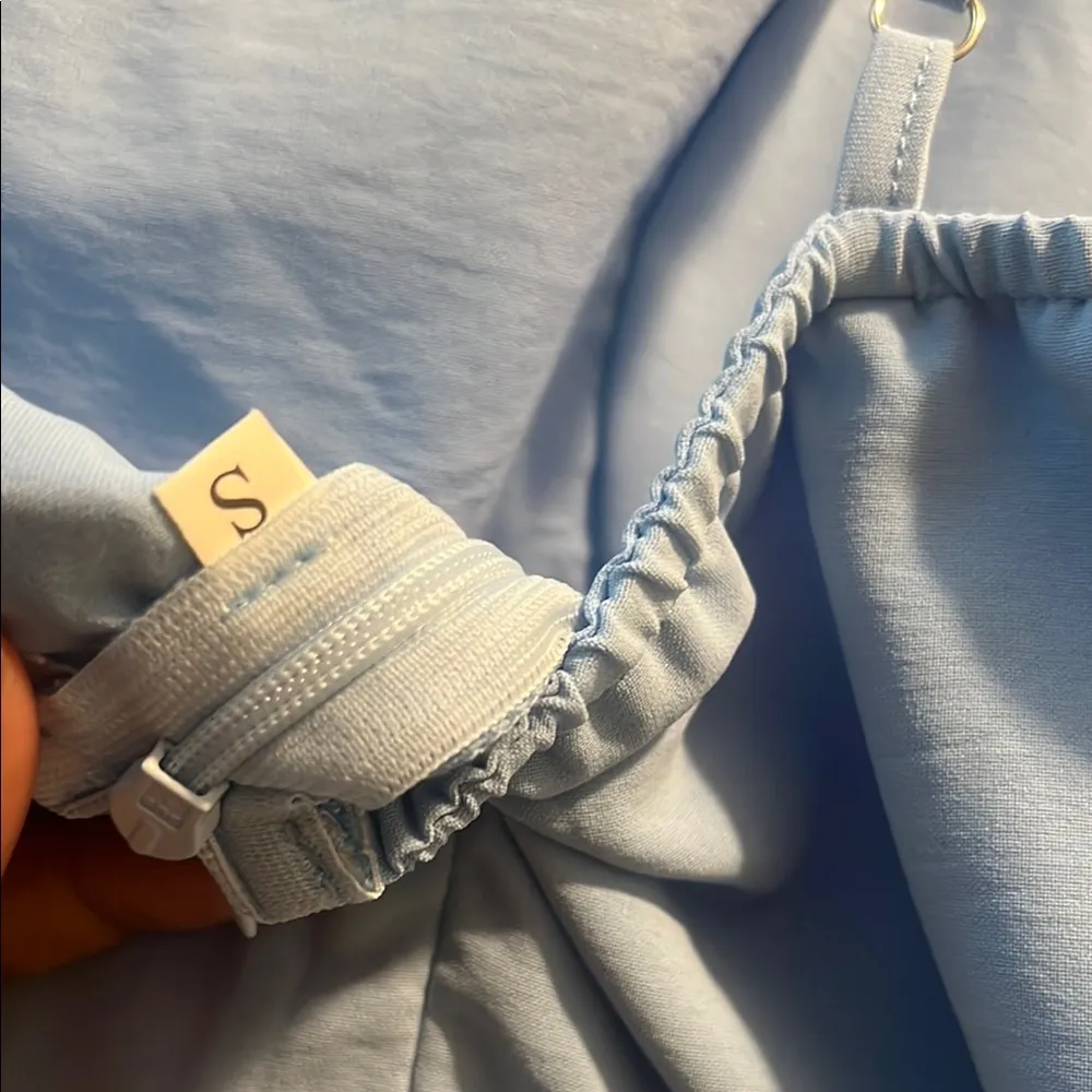 Mini Dress Sexy Party Dress Square Neck Spaghetti Straps Short Flowy Small Blue - Image 13