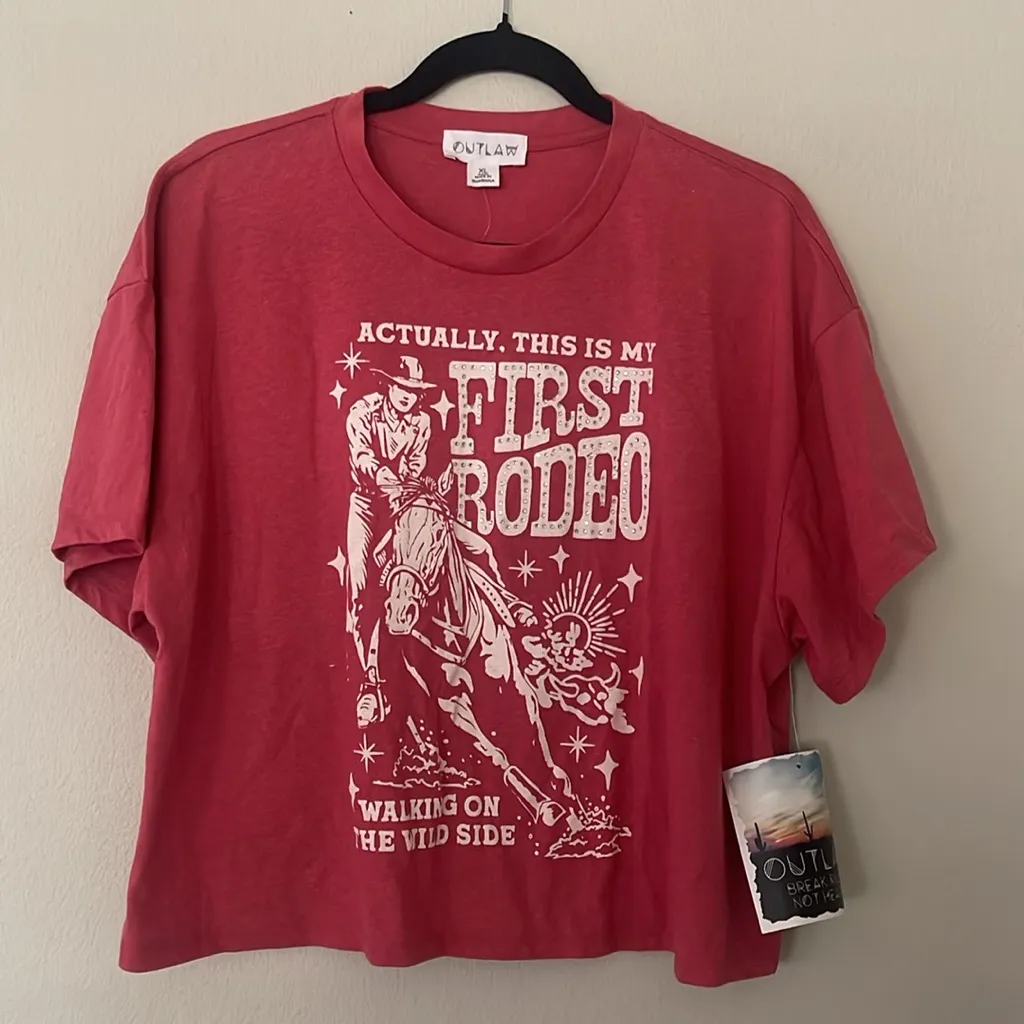 NWT Outlaw Red Graphic T - Image 3